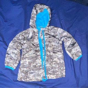 Cherokee brand toddler zip up hooded gray camo rain jacket - size 18 months
